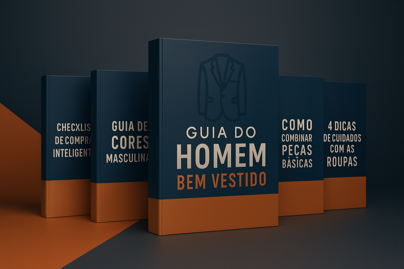 Mockup 3D do Guia do Homem Bem Vestido com todos os bônus
